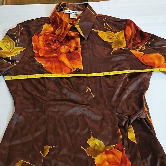 Nygard Collection brown floral silk top size 6 - Picture 7 of 11